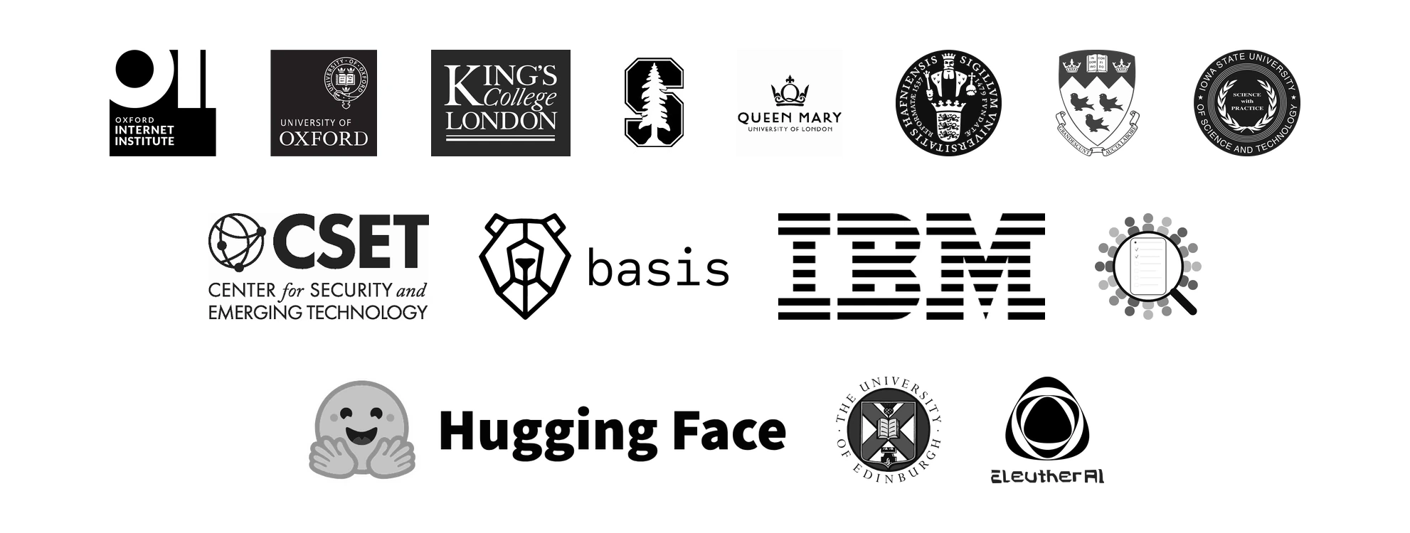 EvalCards contributor affiliation logos
